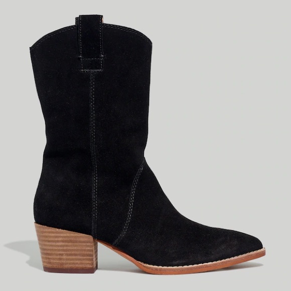 MADEWELL Black Suede Western Boots “The Cassidy Tall Western Boot” NWT - Picture 2 of 16
